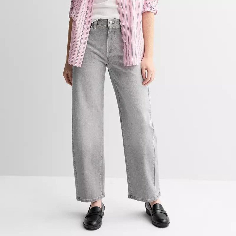 Sonoma High Rise Barrel Jeans Womens 4 Gray Stretch NEW
